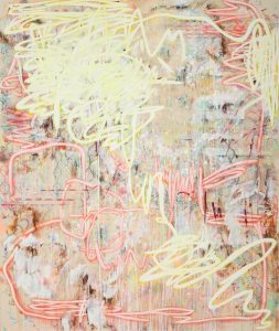 Finger Spell II, Mixed media on unprimed canvas, 190 x 160 cm, 2020