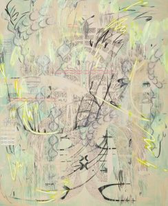 Patting, Mixed media on unprimed canvas, 160 x 130 cm, 2020