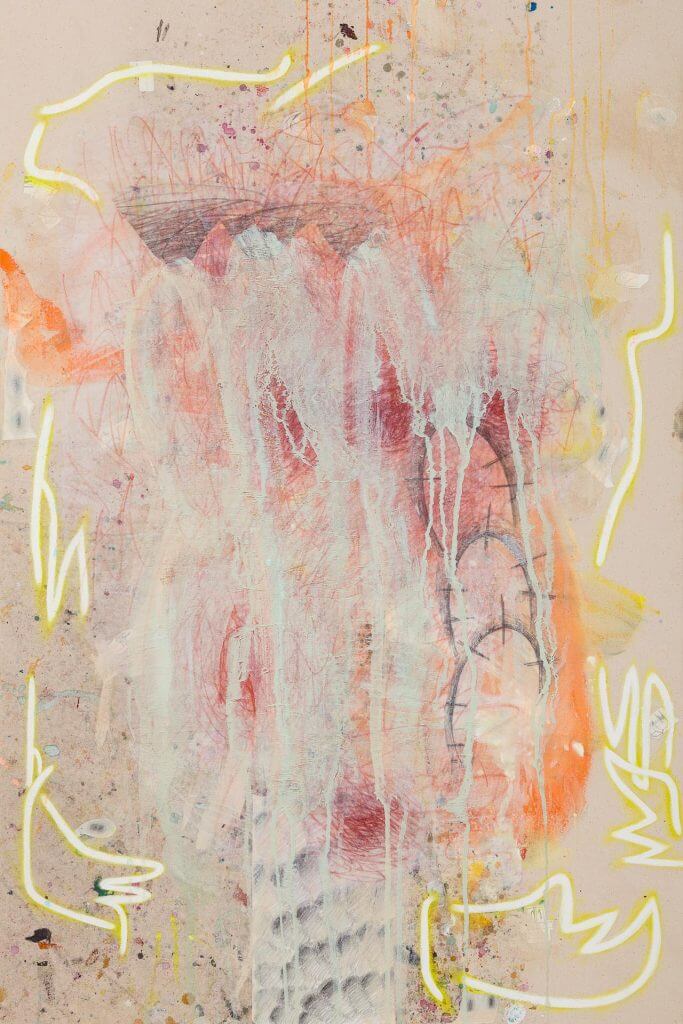 Finger Spell VII, Acrylic on unprimed canvas, 90 x 60 cm, 2021