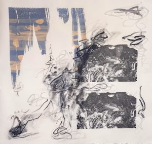 Samantha Blumenfeld, Silence, Screenprint on cotton rag paper with graphite, pastel, 110 x 110 cm, Edition 1/1, 2020