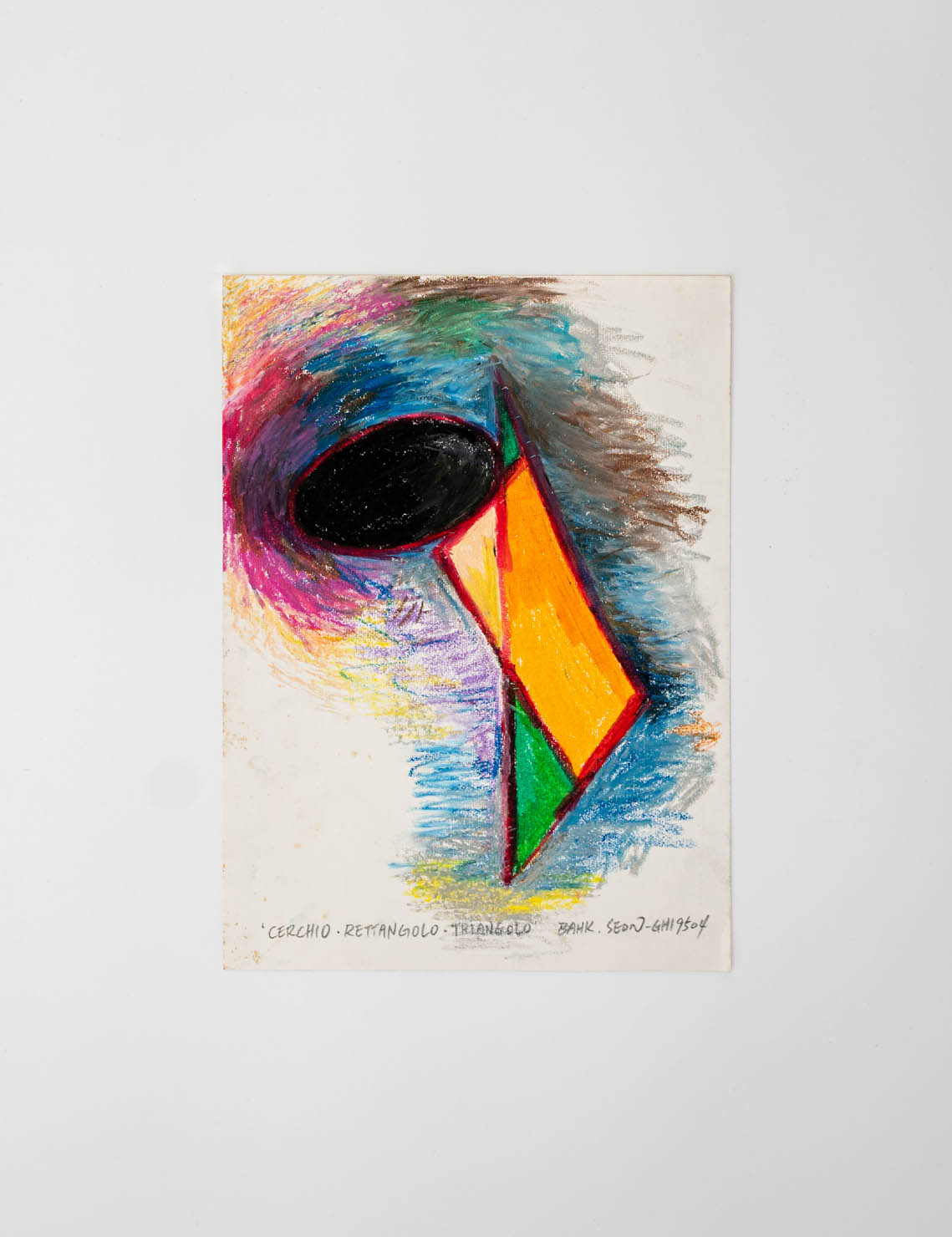Cerchio•Rettangolo•Triangolo, Oil pastel on paper, 33 x 24 cm, 1995.04