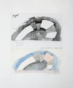 Esiste-Onda, Pen and watercolor on paper, 50 x 42 cm, 1999